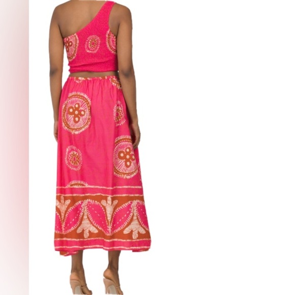 NWOT House of Harlow 1960 Keyhole Tied Midi Skirt Pink Brown M - Picture 2 of 5